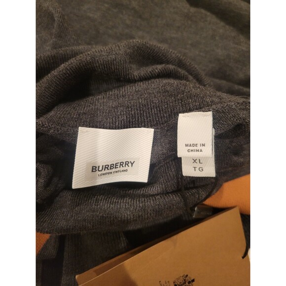 NWT Burberry Turtleneck Sweater Mens XL 100% Merino Wool Charcoal Grey M… - Picture 6 of 8